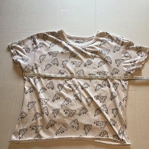 On Fire Women’s White & Black Pizza XL Top Shirt